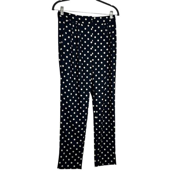 NWT Tuckernut Navy & Cream Polkadot Pleated Pants Trousers Slacks Size Small - Picture 1 of 7